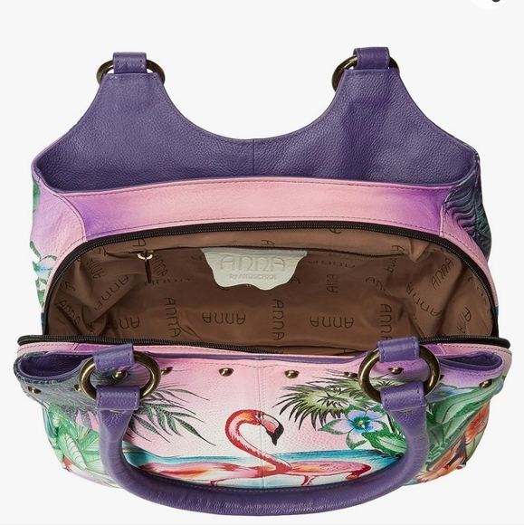 Anuschka Flamingo Triple Compartment Medium Satchel - Picture 13 of 13